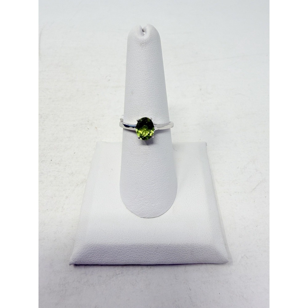 Shop LC Hebei Peridot Platinum Over Sterling Silver Solitaire Size 7 Ring 5301